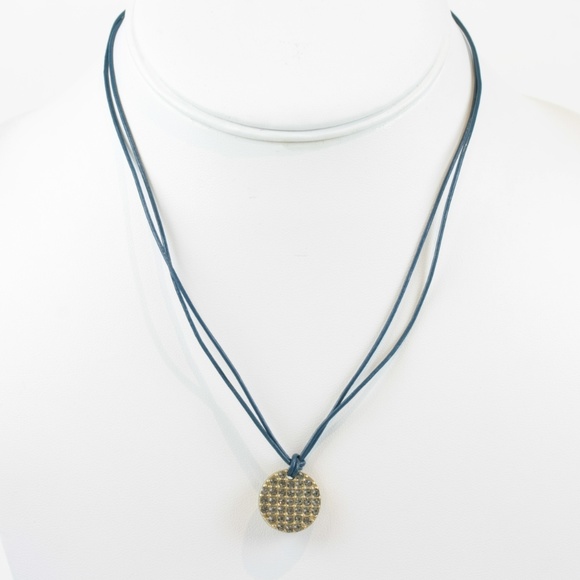 Lia Sophia Jewelry - Lia Sophia Pave Pendant Necklace Blue Leather